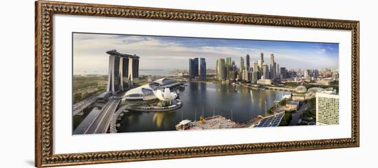 The Helix Bridge and Marina Bay Sands, Elevated View Over  Singapore. Marina Bay, Singapore-Gavin Hellier-Framed Photographic Print