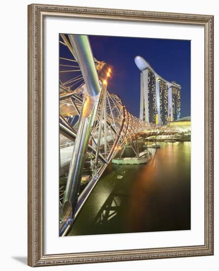 The Helix Bridge and Marina Bay Sands, Marina Bay, Singapore-Gavin Hellier-Framed Photographic Print