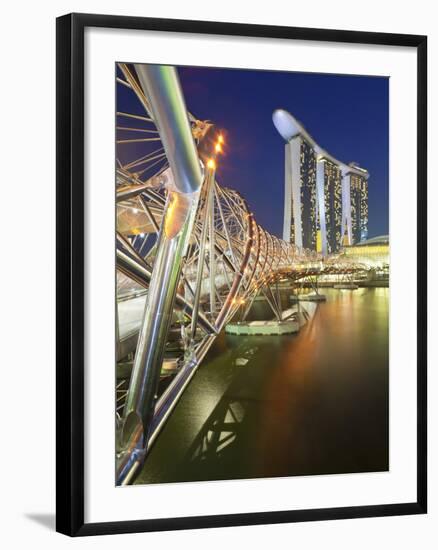 The Helix Bridge and Marina Bay Sands, Marina Bay, Singapore-Gavin Hellier-Framed Photographic Print