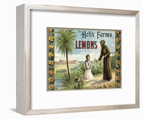 The Helix Farms Brand - California - Citrus Crate Label-Lantern Press-Framed Art Print