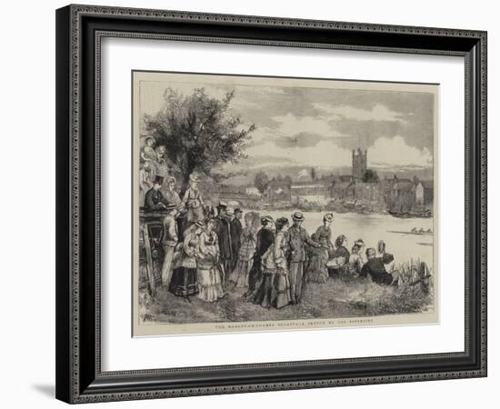 The Henley-On-Thames Regatta, a Sketch by the Riverside-Henry Woods-Framed Giclee Print