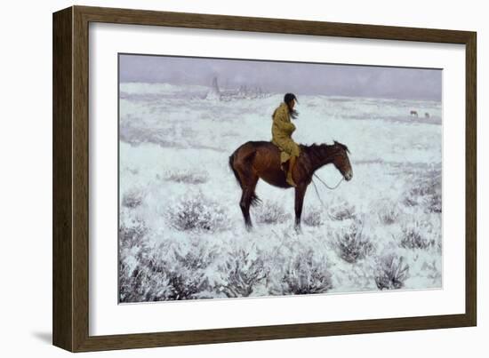 The Herd Boy, C.1905 (Oil on Canvas)-Frederic Remington-Framed Giclee Print