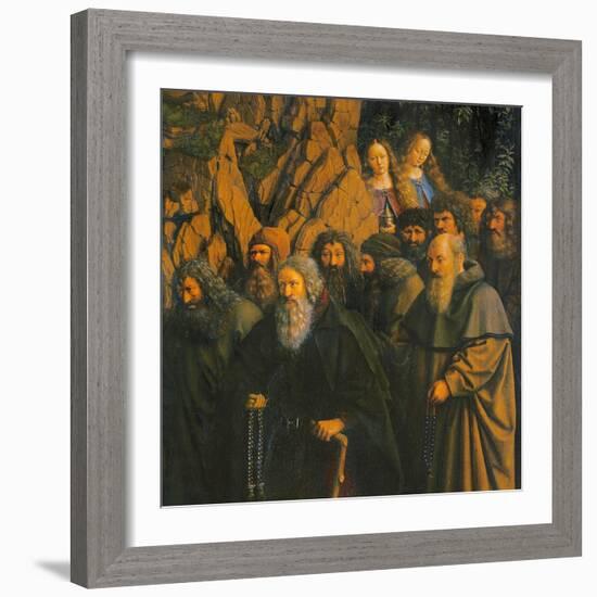 The Hermits Guided by St. Christopher from the right Side of the Ghent Altarpiece, 1432 (Oil on Pan-Jan van Eyck-Framed Giclee Print