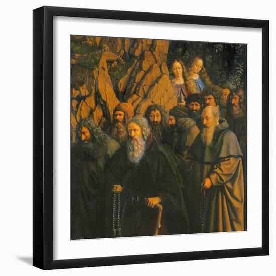 The Hermits Guided by St. Christopher from the right Side of the Ghent Altarpiece, 1432 (Oil on Pan-Jan van Eyck-Framed Giclee Print