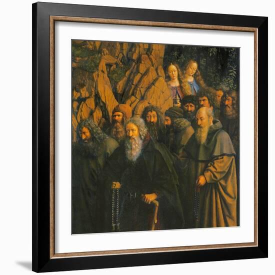 The Hermits Guided by St. Christopher from the right Side of the Ghent Altarpiece, 1432 (Oil on Pan-Jan van Eyck-Framed Giclee Print