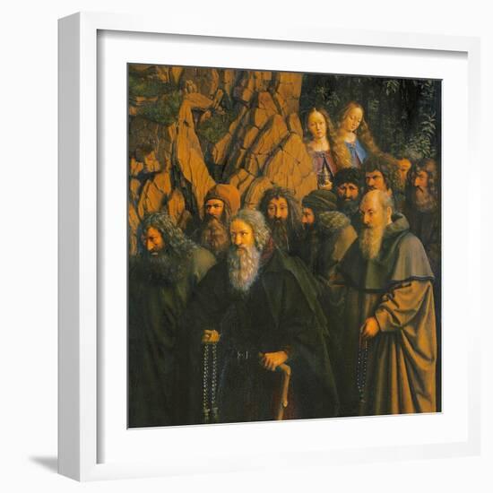 The Hermits Guided by St. Christopher from the right Side of the Ghent Altarpiece, 1432 (Oil on Pan-Jan van Eyck-Framed Giclee Print