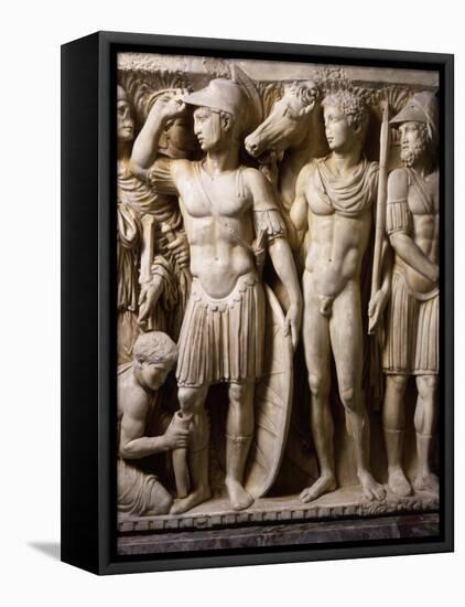The Hero Achilles Putting on his Armour, Achilles at Court of King Lycomedes, Marble Sarcophagus-null-Framed Premier Image Canvas
