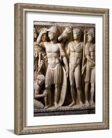 The Hero Achilles Putting on his Armour, Achilles at Court of King Lycomedes, Marble Sarcophagus-null-Framed Photographic Print