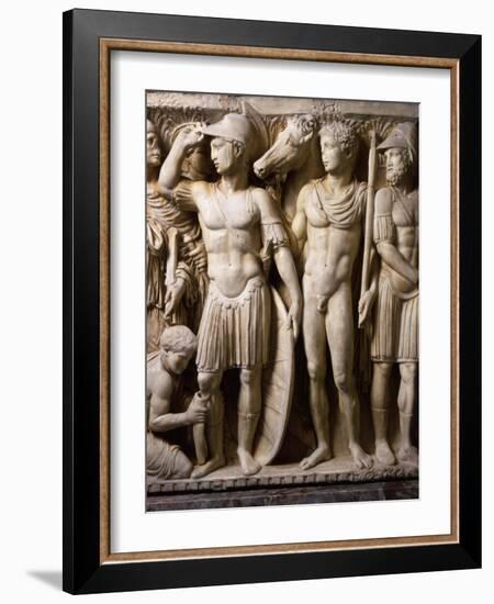 The Hero Achilles Putting on his Armour, Achilles at Court of King Lycomedes, Marble Sarcophagus-null-Framed Photographic Print