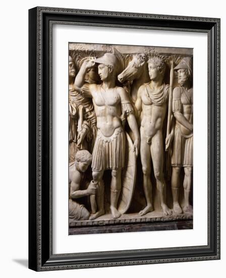 The Hero Achilles Putting on his Armour, Achilles at Court of King Lycomedes, Marble Sarcophagus-null-Framed Photographic Print