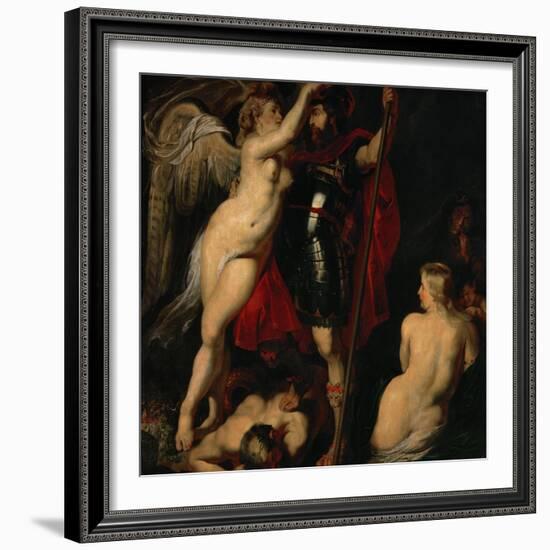 The Hero of Virtue, Mars, Crowned by the Goddess of Victory-Peter Paul Rubens-Framed Giclee Print