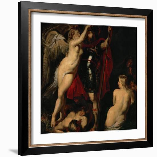 The Hero of Virtue, Mars, Crowned by the Goddess of Victory-Peter Paul Rubens-Framed Giclee Print