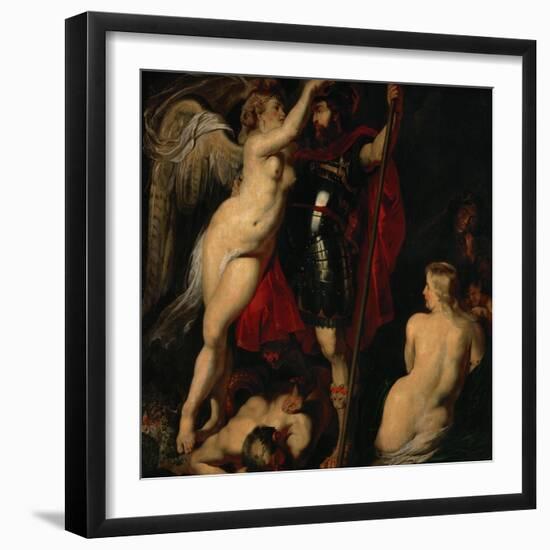 The Hero of Virtue, Mars, Crowned by the Goddess of Victory-Peter Paul Rubens-Framed Giclee Print