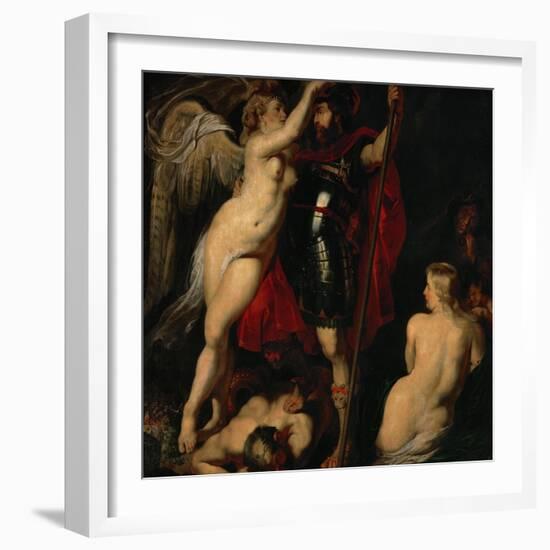 The Hero of Virtue, Mars, Crowned by the Goddess of Victory-Peter Paul Rubens-Framed Giclee Print