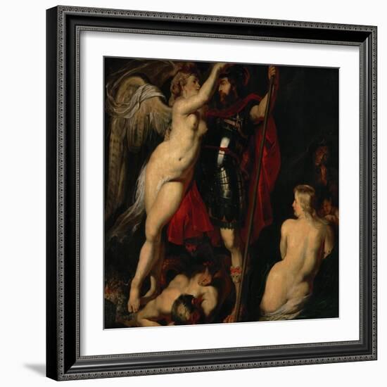 The Hero of Virtue, Mars, Crowned by the Goddess of Victory-Peter Paul Rubens-Framed Giclee Print