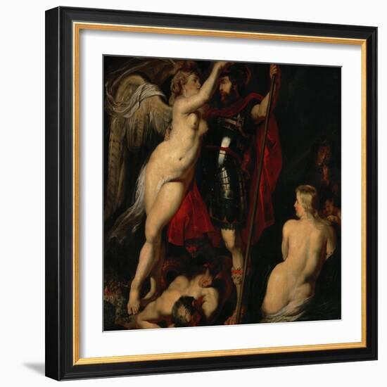 The Hero of Virtue, Mars, Crowned by the Goddess of Victory-Peter Paul Rubens-Framed Giclee Print