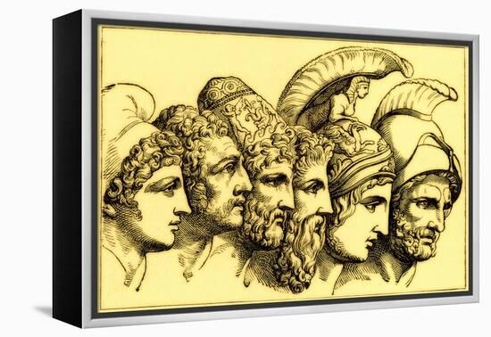 The Heroes of the Trojan War: Paris, Diomedes, Odysseus, Nestor, Achilles, Agamemnon-English-Framed Premier Image Canvas