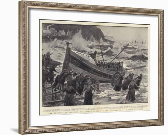 The Heroines of Runswick Bay, Women Launching the Lifeboat to Save their Husbands-Joseph Nash-Framed Giclee Print