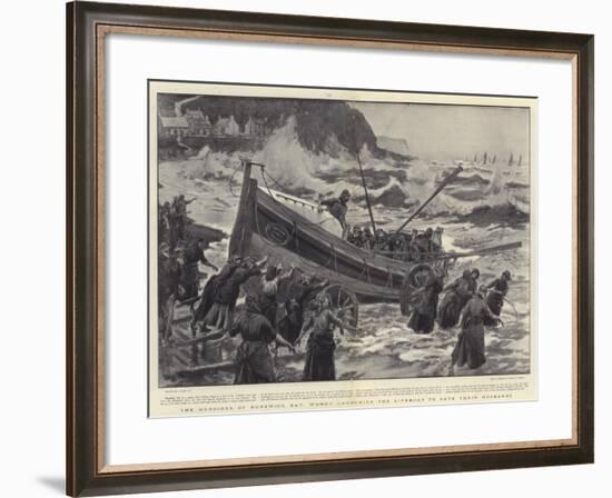 The Heroines of Runswick Bay, Women Launching the Lifeboat to Save their Husbands-Joseph Nash-Framed Giclee Print