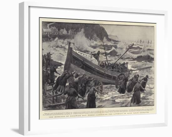 The Heroines of Runswick Bay, Women Launching the Lifeboat to Save their Husbands-Joseph Nash-Framed Giclee Print