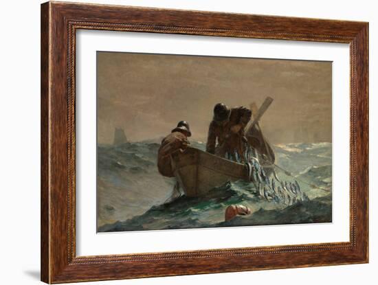 The Herring Net, 1885, by Winslow Homer, 1836-1910, American, realist painting,-Winslow Homer-Framed Art Print