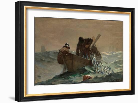 The Herring Net, 1885, by Winslow Homer, 1836-1910, American, realist painting,-Winslow Homer-Framed Art Print