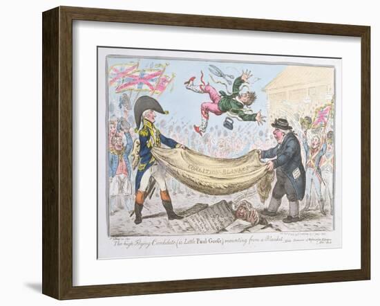 The High Flying Candidate (I.E Little Paul Goose) Mounting from a Blanket, Published by Hannah…-James Gillray-Framed Giclee Print