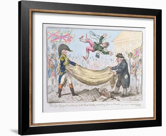 The High Flying Candidate (I.E Little Paul Goose) Mounting from a Blanket, Published by Hannah…-James Gillray-Framed Giclee Print