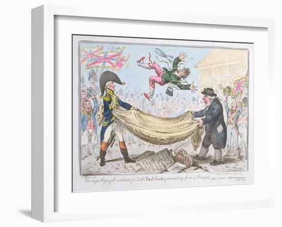 The High Flying Candidate (I.E Little Paul Goose) Mounting from a Blanket, Published by Hannah…-James Gillray-Framed Giclee Print