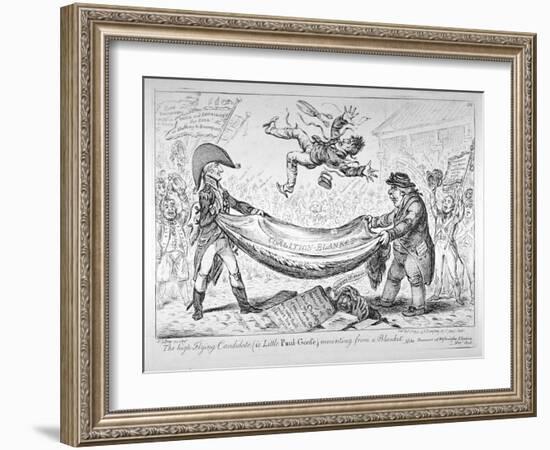 The High-Flying Candidate, (Ie Little Paul-Goos), Mounting from a Blanket, 1806-James Gillray-Framed Giclee Print