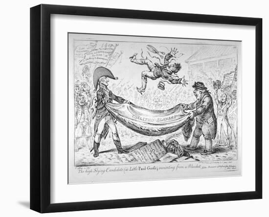 The High-Flying Candidate, (Ie Little Paul-Goos), Mounting from a Blanket, 1806-James Gillray-Framed Giclee Print