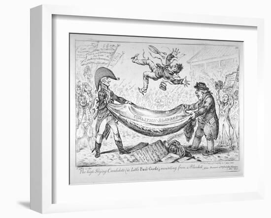 The High-Flying Candidate, (Ie Little Paul-Goos), Mounting from a Blanket, 1806-James Gillray-Framed Giclee Print