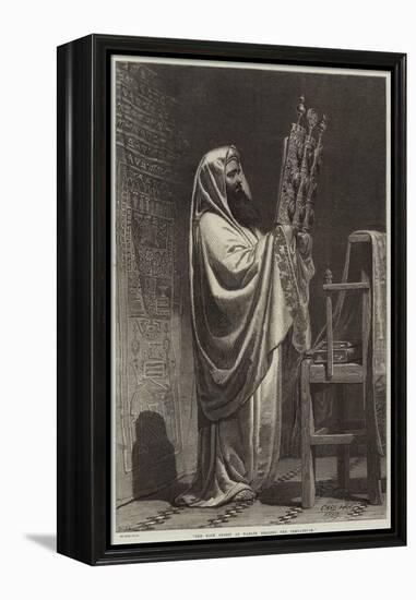 The High Priest at Nablus Reading the Pentateuch-Carl Haag-Framed Premier Image Canvas