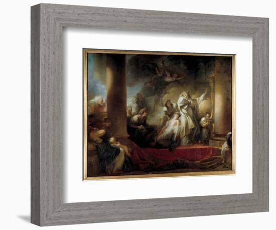 The High Priest Coresus Sacrificed Himself to save Callirhoe Coresus (Oil on Canvas)-Jean-Honore Fragonard-Framed Giclee Print