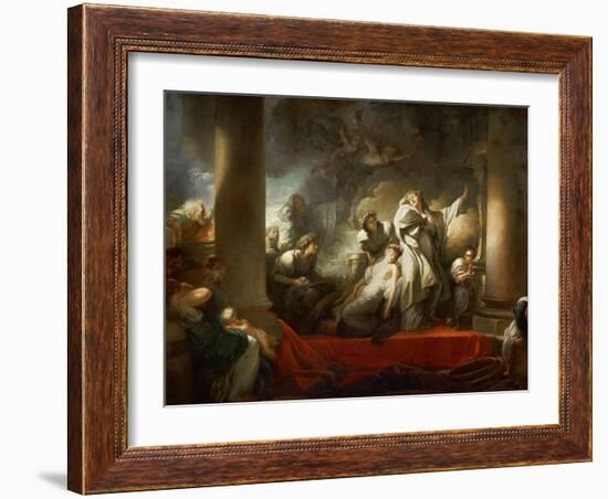 The High Priest Coresus Sacrificing Himself to Save Callirhoe-Jean-Honoré Fragonard-Framed Giclee Print