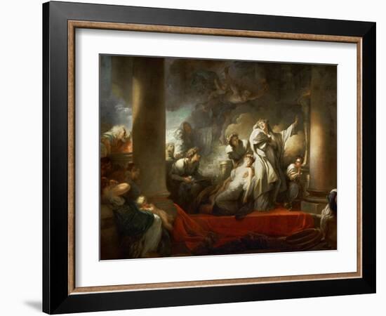 The High Priest Coresus Sacrificing Himself to Save Callirhoe-Jean-Honoré Fragonard-Framed Giclee Print