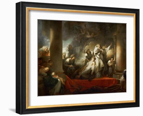 The High Priest Coresus Sacrificing Himself to Save Callirhoe-Jean-Honoré Fragonard-Framed Giclee Print