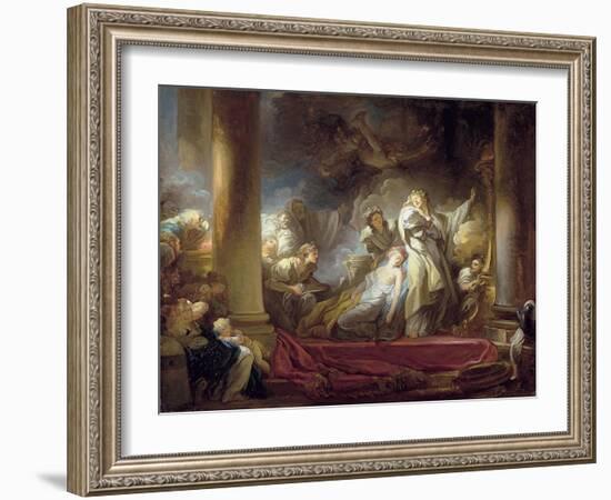 The High Priest Coresus Sacrificing Himself to Save Callirhoe-Jean-Honoré Fragonard-Framed Giclee Print