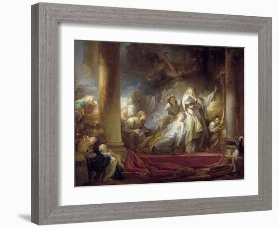 The High Priest Coresus Sacrificing Himself to Save Callirhoe-Jean-Honoré Fragonard-Framed Giclee Print