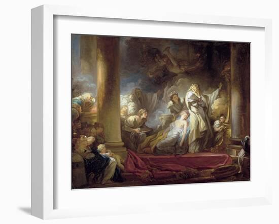 The High Priest Coresus Sacrificing Himself to Save Callirhoe-Jean-Honoré Fragonard-Framed Giclee Print