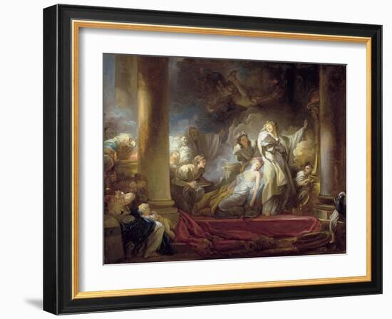 The High Priest Coresus Sacrificing Himself to Save Callirhoe-Jean-Honoré Fragonard-Framed Giclee Print