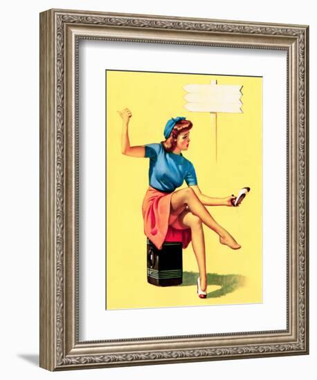 The High Sign Pin-Up 1942-Gil Elvgren-Framed Art Print