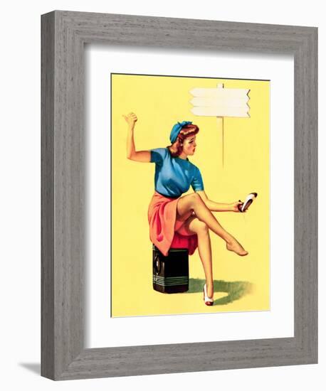 The High Sign Pin-Up 1942-Gil Elvgren-Framed Art Print