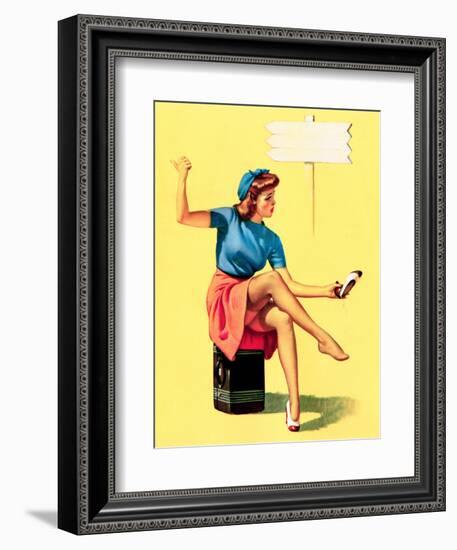 The High Sign Pin-Up 1942-Gil Elvgren-Framed Art Print