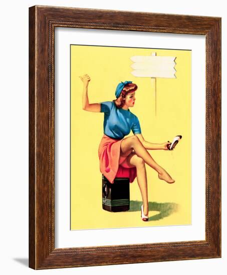 The High Sign Pin-Up 1942-Gil Elvgren-Framed Art Print