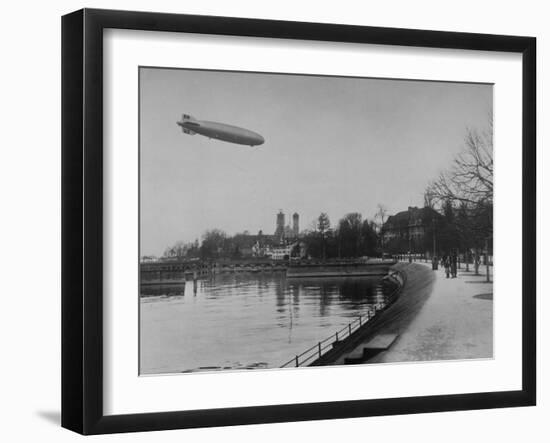 The Hindenburg Airship of Zeppelin Design Flying over City Where it was Fabricated-null-Framed Photographic Print