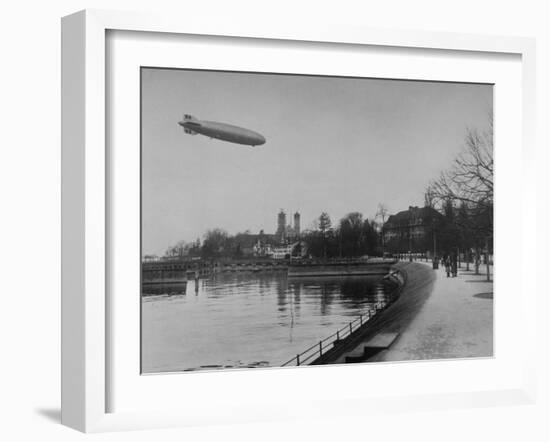 The Hindenburg Airship of Zeppelin Design Flying over City Where it was Fabricated-null-Framed Photographic Print