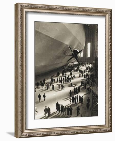 The Hindenburg Zeppelin - 1936 Olympics-null-Framed Photographic Print