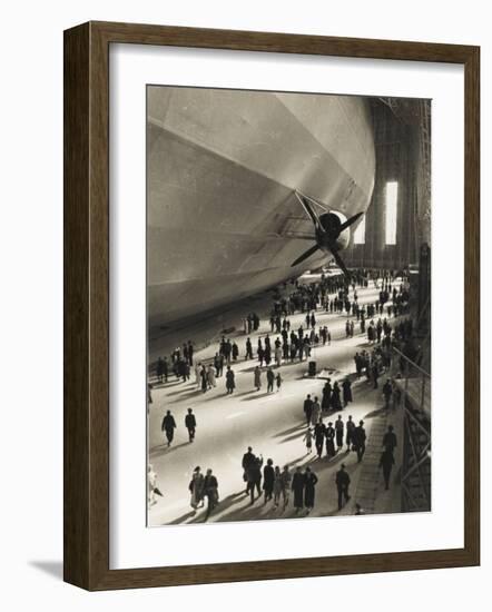 The Hindenburg Zeppelin - 1936 Olympics-null-Framed Photographic Print