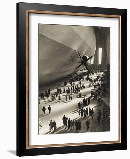 The Hindenburg Zeppelin - 1936 Olympics-null-Framed Photographic Print